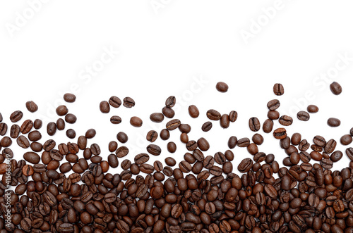 Fresh Roasted Coffee Beans Isolated on White.