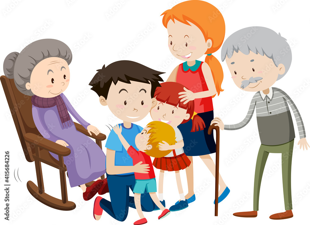 Member of family cartoon character on white background Member of family cartoon character on white background