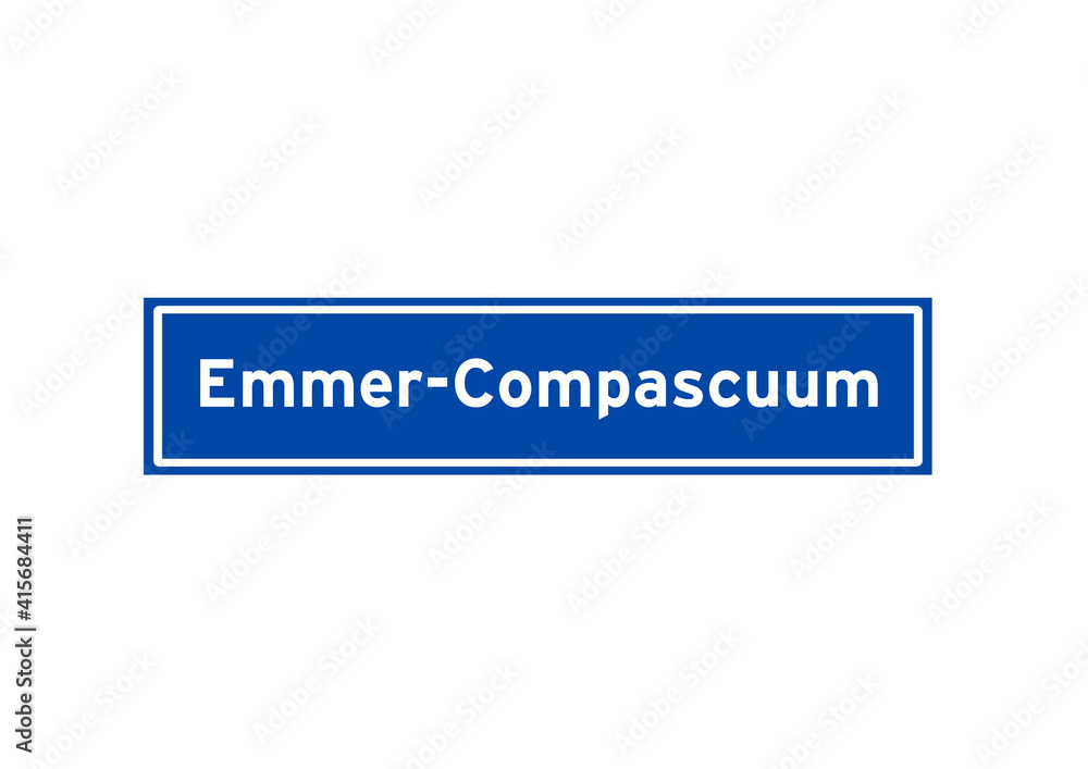 Emmer-Compascuum isolated Dutch place name sign. City sign from the Netherlands. Emmer-Compascuum isolated Dutch place name sign. City sign from the Netherlands.