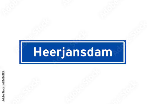 Heerjansdam isolated Dutch place name sign. City sign from the Netherlands.