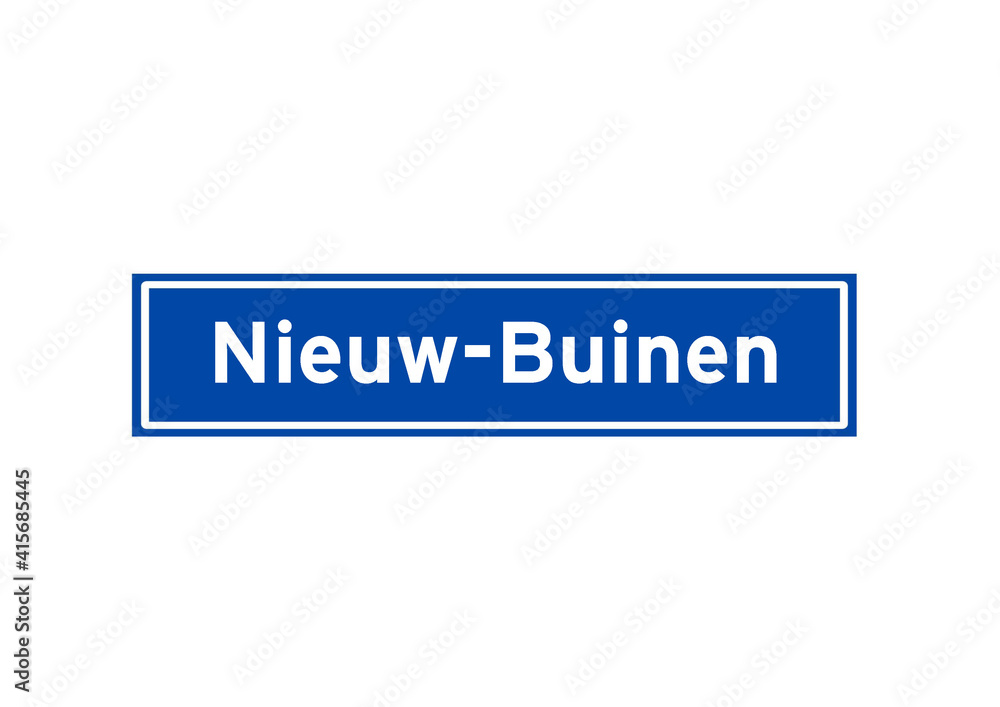 Nieuw-Buinen isolated Dutch place name sign. City sign from the Netherlands. Nieuw-Buinen isolated Dutch place name sign. City sign from the Netherlands.