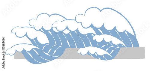 illustration of Tsunami, seismic sea wave