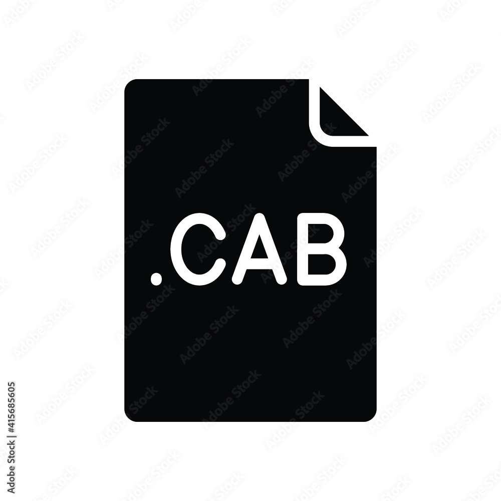 CAB file format glyph icon. Linear style sign for mobile concept and web design. Simple solid symbol. Vector illustration isolated on white background. EPS 10. CAB file format glyph icon. Linear style sign for mobile concept and web design. Simple solid symbol. Vector illustration isolated on white background. EPS 10.