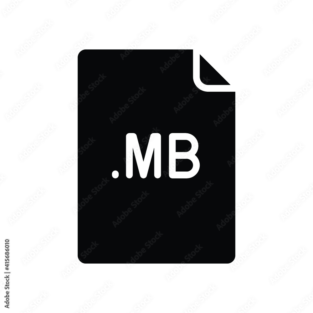 MB file format glyph icon. Linear style sign for mobile concept and web design. Simple solid symbol. Vector illustration isolated on white background. EPS 10. MB file format glyph icon. Linear style sign for mobile concept and web design. Simple solid symbol. Vector illustration isolated on white background. EPS 10.
