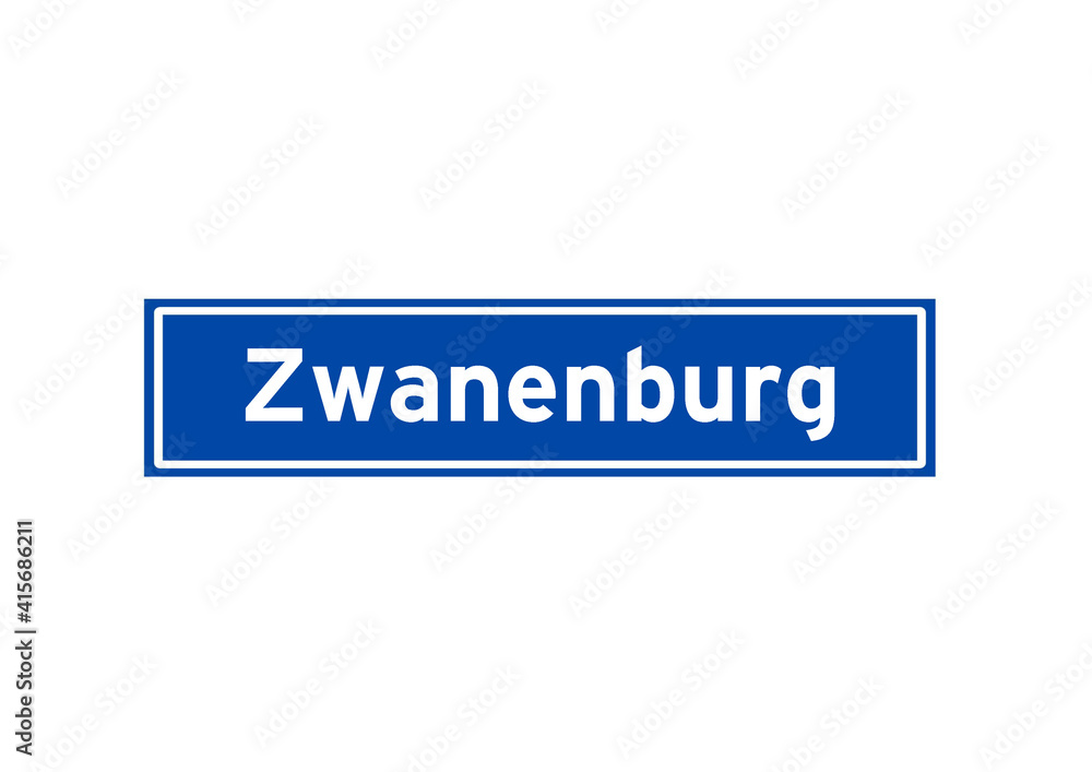 Zwanenburg isolated Dutch place name sign. City sign from the Netherlands.