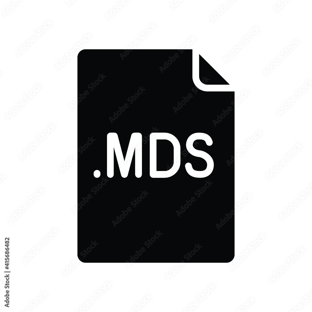 MDS file format glyph icon. Linear style sign for mobile concept and web design. Simple solid symbol. Vector illustration isolated on white background. EPS 10. MDS file format glyph icon. Linear style sign for mobile concept and web design. Simple solid symbol. Vector illustration isolated on white background. EPS 10.