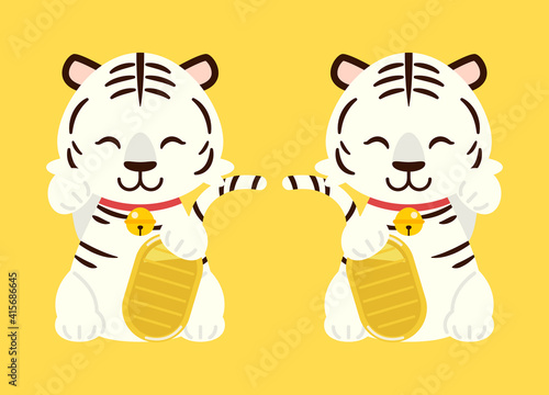 招き虎イラスト素材 : Maneki tiger illustration material