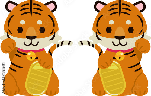 招き虎イラスト素材 : Maneki tiger illustration material