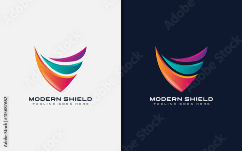 Modern Shield Logo Design. Abstract Colorful Shield Usable For Business and Tech Company Logo. Vector Logo Illustration.
