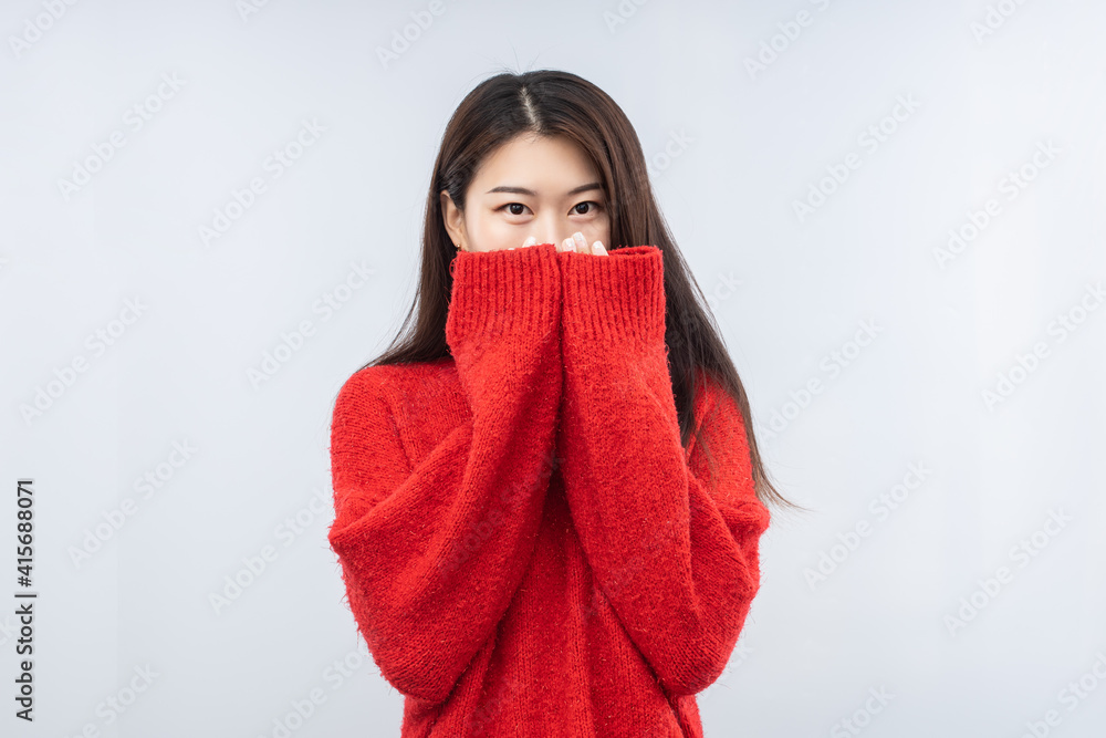 The girl in the red sweater