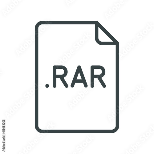RAR file format line icon. Linear style sign for mobile concept and web design. Simple outline symbol. Vector illustration isolated on white background. EPS 10.