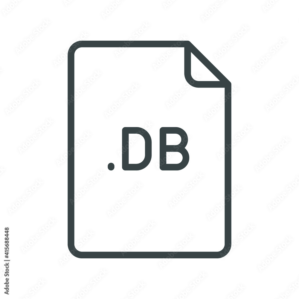 DB file format line icon. Linear style sign for mobile concept and web design. Simple outline symbol. Vector illustration isolated on white background. EPS 10. DB file format line icon. Linear style sign for mobile concept and web design. Simple outline symbol. Vector illustration isolated on white background. EPS 10.