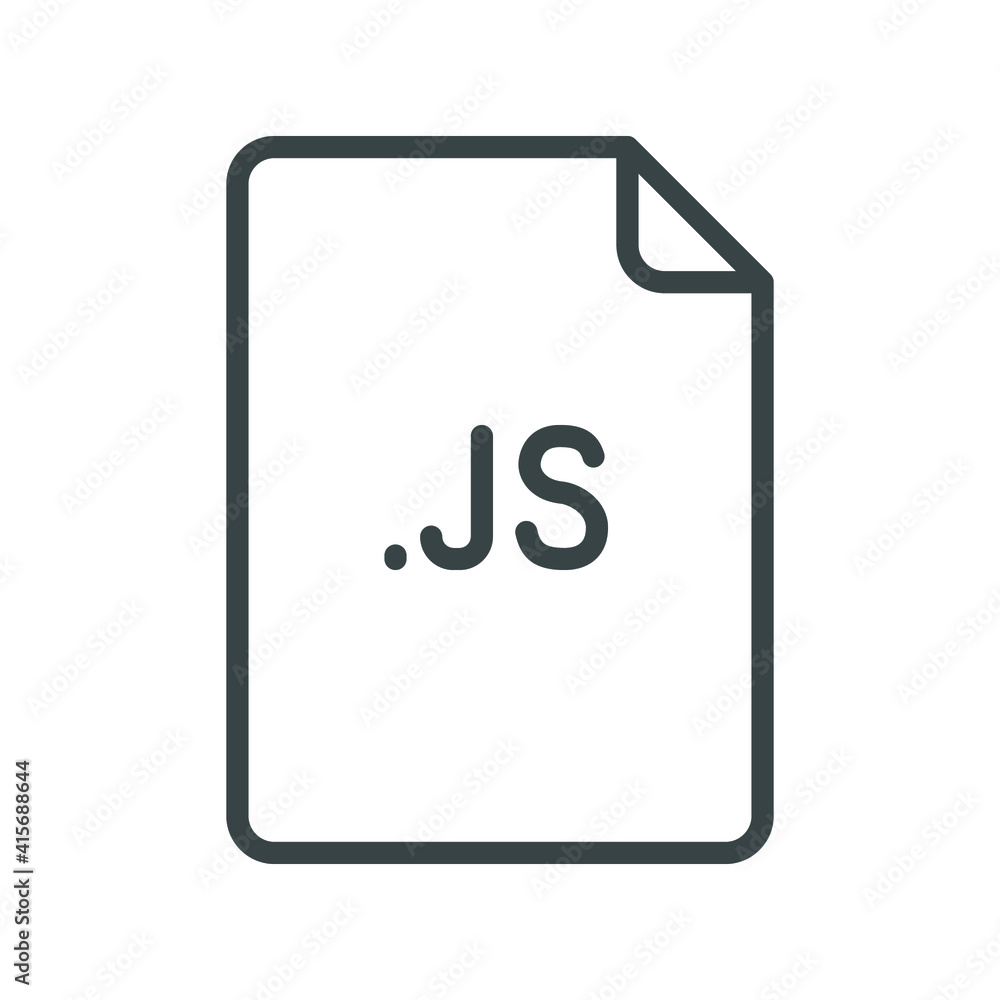 JS file format line icon. Linear style sign for mobile concept and web design. Simple outline symbol. Vector illustration isolated on white background. EPS 10.