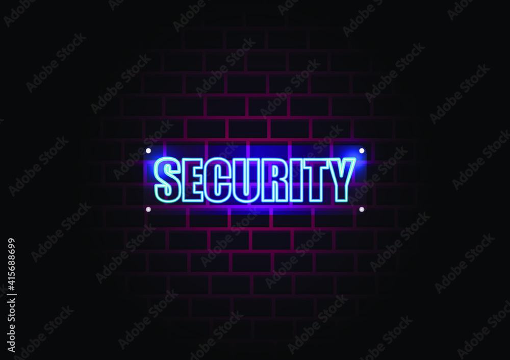 security concept In the form of a neon sign. security concept In the form of a neon sign.