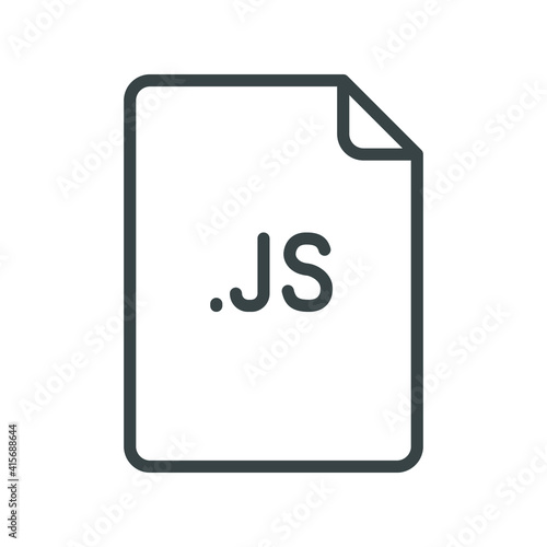 JS file format line icon. Linear style sign for mobile concept and web design. Simple outline symbol. Vector illustration isolated on white background. EPS 10. © Fourdoty