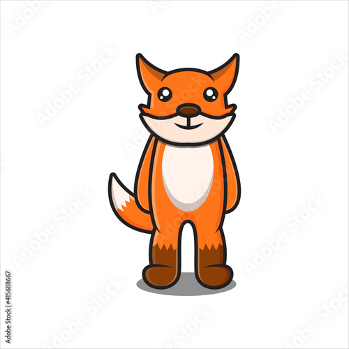 design cute fox mascot character vector eps 10 on white background
