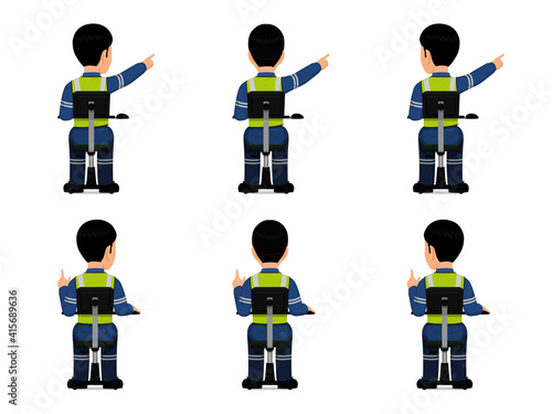 set of industrial worker is pointing to something