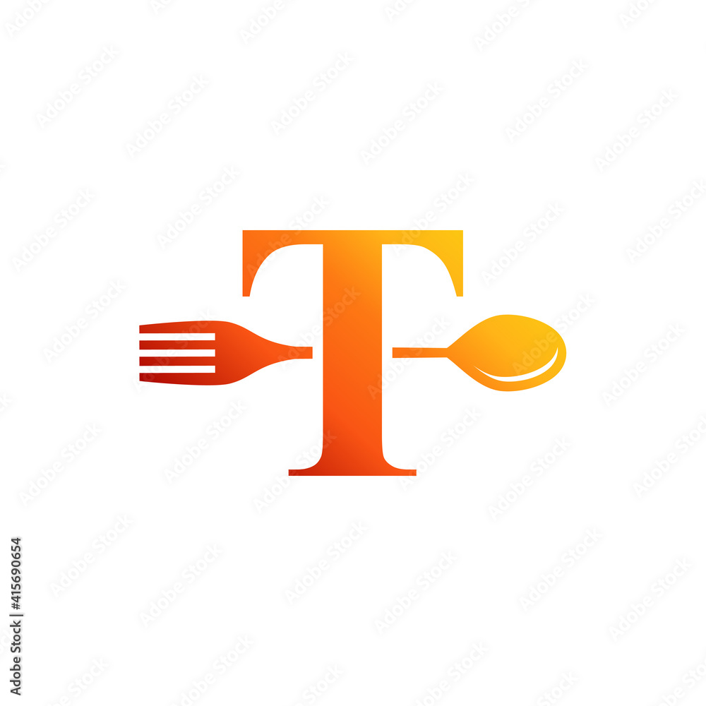 Letter T Spoon and Fork Logo Design Vecktor Letter T Spoon and Fork Logo Design Vecktor