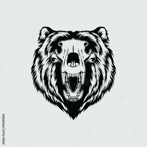 Bear skull vector head illustration