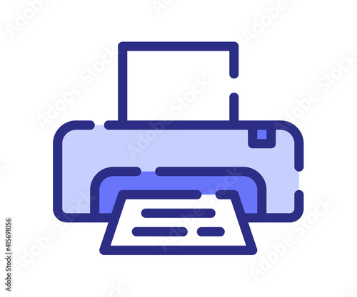 printer office print single isolated icon with dash or dashed line style