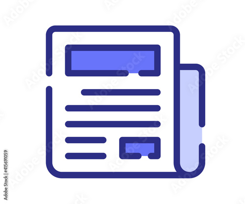 newspaper magazine headline single isolated icon with dash or dashed line style