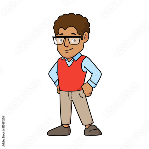 Cartoon Smart Dad Character Illustration