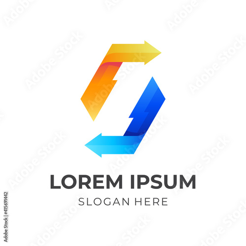 S arrow logo, letter S and arrow, combination logo with 3d yellow and blue color style Free Download S arrow logo, letter S and arrow, combination logo with 3d yellow and blue color style - GFXLoad