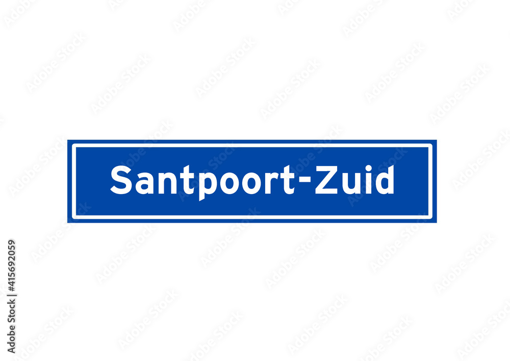 Santpoort-Zuid isolated Dutch place name sign. City sign from the Netherlands. Santpoort-Zuid isolated Dutch place name sign. City sign from the Netherlands.