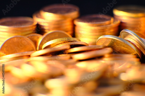 coin on table background and business or finance saving money photo