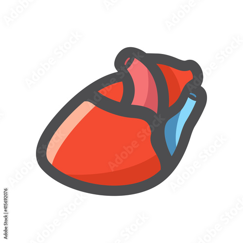 Human Heart Organ vein Vector icon Cartoon illustration.