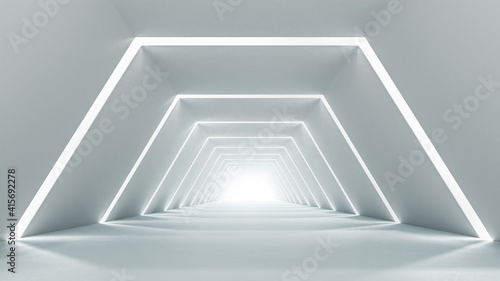 Illuminated empty corridor interior design