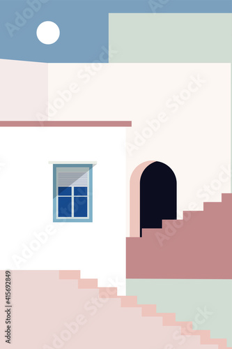 Modern and simple Morante tone abstract architectural window still life decorative painting photo