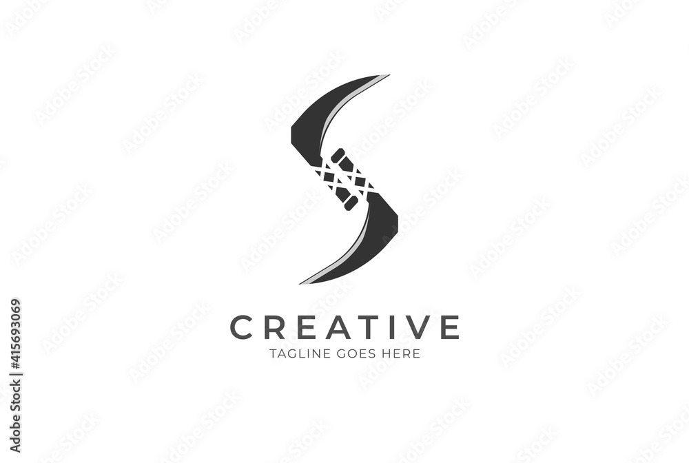 Obraz premium Initial Letter S logo, letter S from Sickle combination, Usable for Brand and Business Logos, flat design logo template,vector illustration