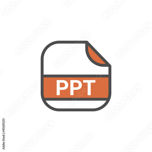 PPT File Extension, Rounded Square Icon with Text - Format Extension Icon Vector Illustration.