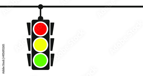 Hanging traffic light banner with white background