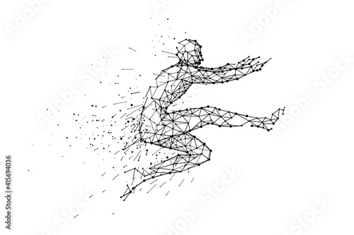 Technology sense long jump man vector illustration