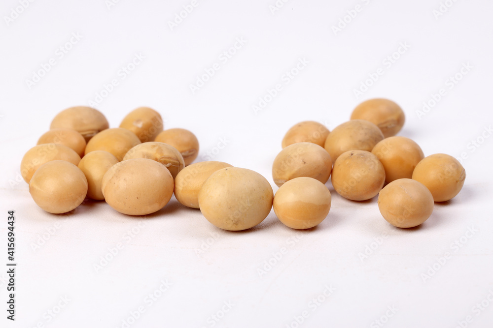 Soyabeans soya beans closeup on white background Soyabeans soya beans closeup on white background