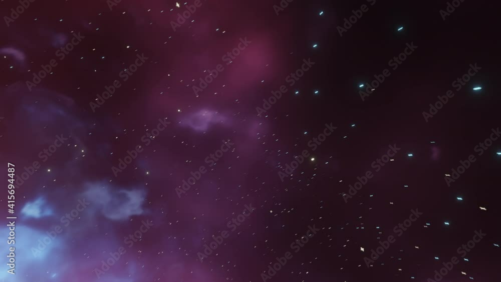 Seamless Loop CGI Space Travel Forward Animation Through Blue and Purple Nebula Clouds and Star Clusters. Seamless Loop CGI Space Travel Forward Animation Through Blue and Purple Nebula Clouds and Star Clusters.