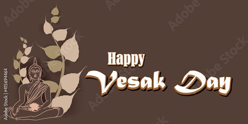 Indian Buddha Purnima festival(vesak day) with text, illustration is showing Buddha seating and absorbed in meditation 