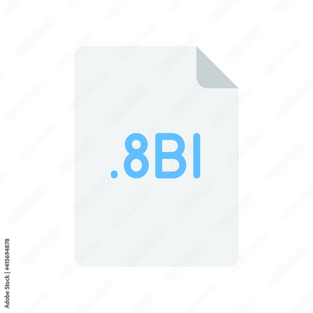 8BI file format flat icon. Linear style sign for mobile concept and web design. Simple color symbol. Vector illustration isolated on white background. EPS 10. 8BI file format flat icon. Linear style sign for mobile concept and web design. Simple color symbol. Vector illustration isolated on white background. EPS 10.