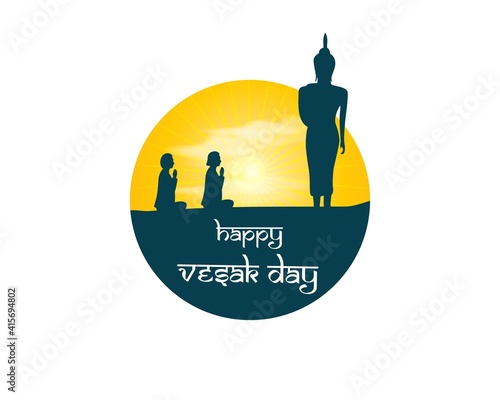 Indian Buddha Purnima festival(vesak day) with text, illustration is showing Buddha seating and absorbed in meditation 