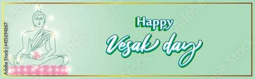 Indian Buddha Purnima festival(vesak day) with text, illustration is showing Buddha seating and absorbed in meditation 