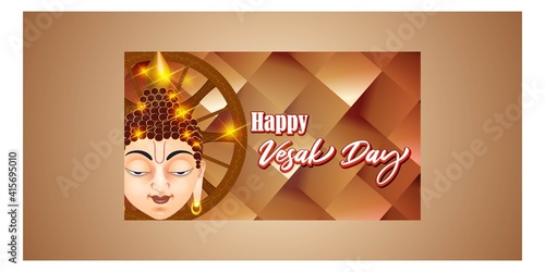 Indian Buddha Purnima festival(vesak day) with text, illustration is showing Buddha seating and absorbed in meditation 
