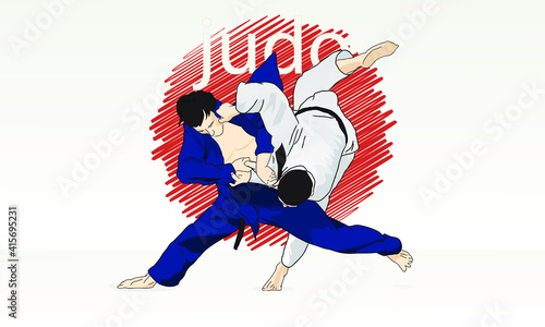 Judo Eastern wrestling. The struggle between the two wrestlers.