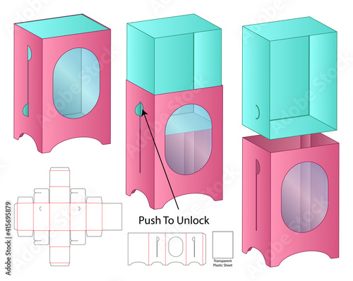 Box packaging die cut template design. 3d mock-up