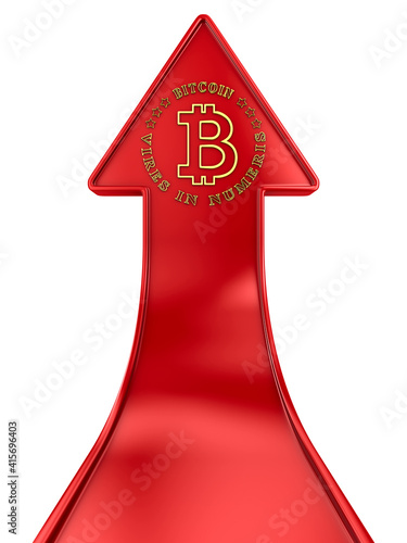 bitcoin and arrow on white ...