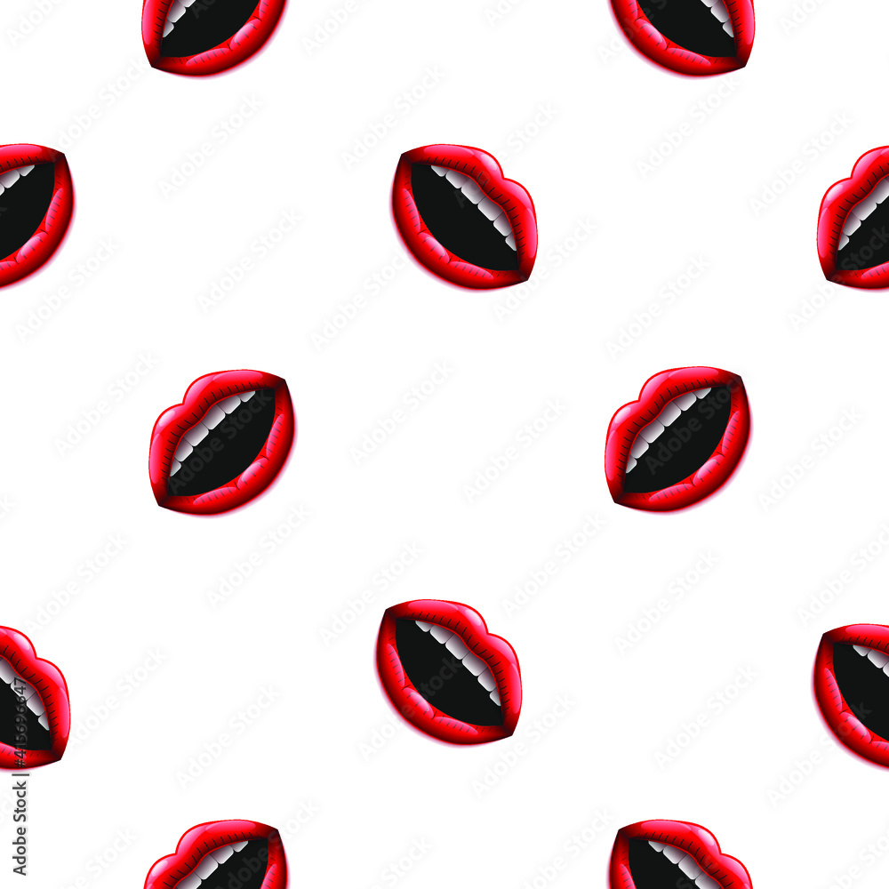 Seamless Pattern Abstract Elements Lips Mouth Vector Design Style Background Illustration Seamless Pattern Abstract Elements Lips Mouth Vector Design Style Background Illustration
