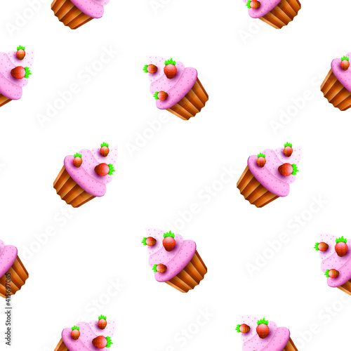 Seamless Pattern Abstract Elements Cupcake Sweet Birtday Vector Design Style Background Illustration