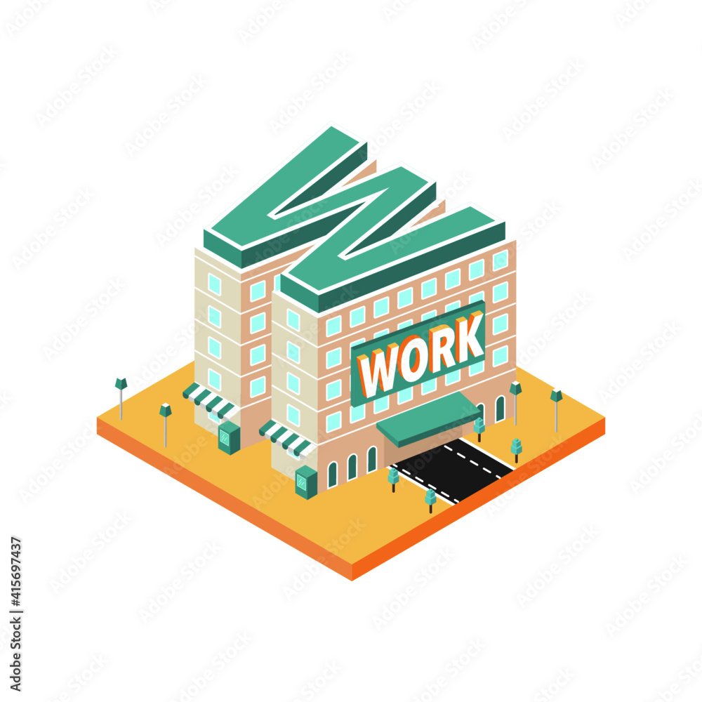 Characteristic office building vector illustration Characteristic office building vector illustration