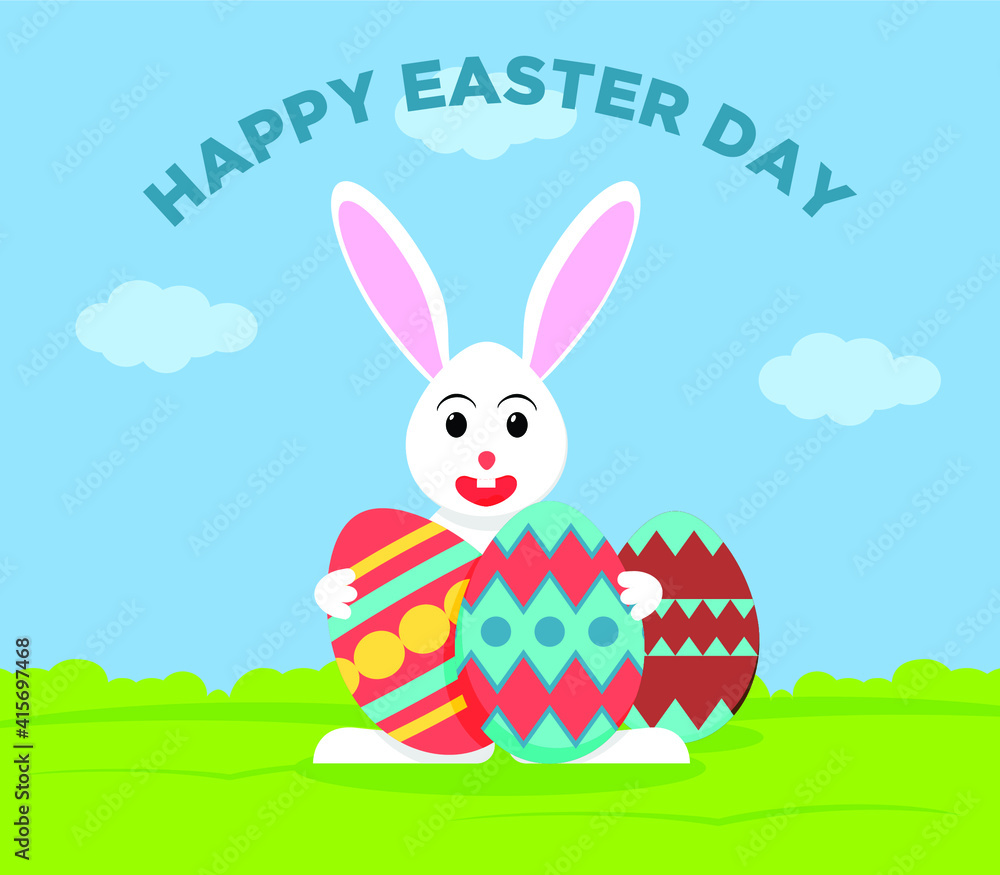 Fototapeta premium Happy Easter Day flat design